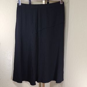 Alfred Dunner Black Midi Skirt Elastic Waistband Medium